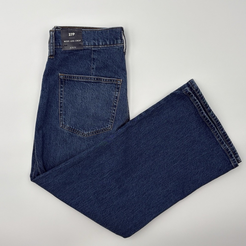 J.Crew Factory Wide-Leg Crop Jeans 27P Blue Patch Pocket All-Day Stretch NWT‎